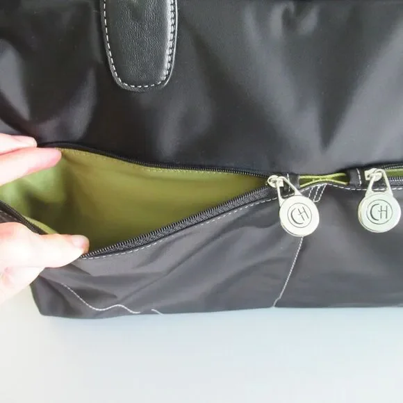 Chelsey Henry Large Black Tote with Kiwi Green Interior - Picture 12 of 13